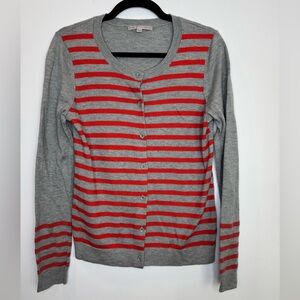 GAP Gray Red Striped wool blend sequins Women's cardigan size medium